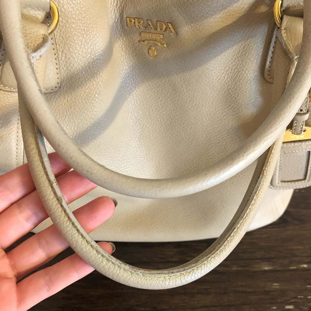 Prada Beige Leather Tote Bag with Gold Hardware - Picture 7 of 16